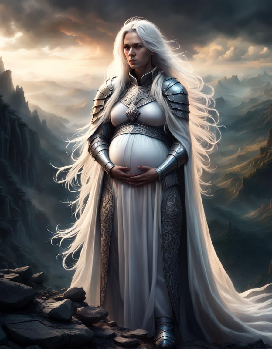 Pregnant Knight on Mountainside: Digital Matte Painting