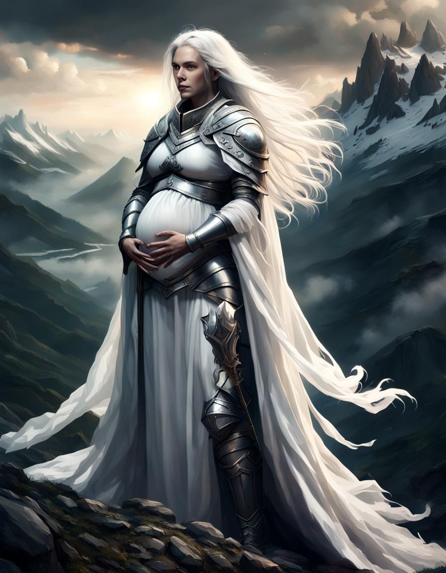 Pregnant Knight on Mountainside: Digital Matte Painting