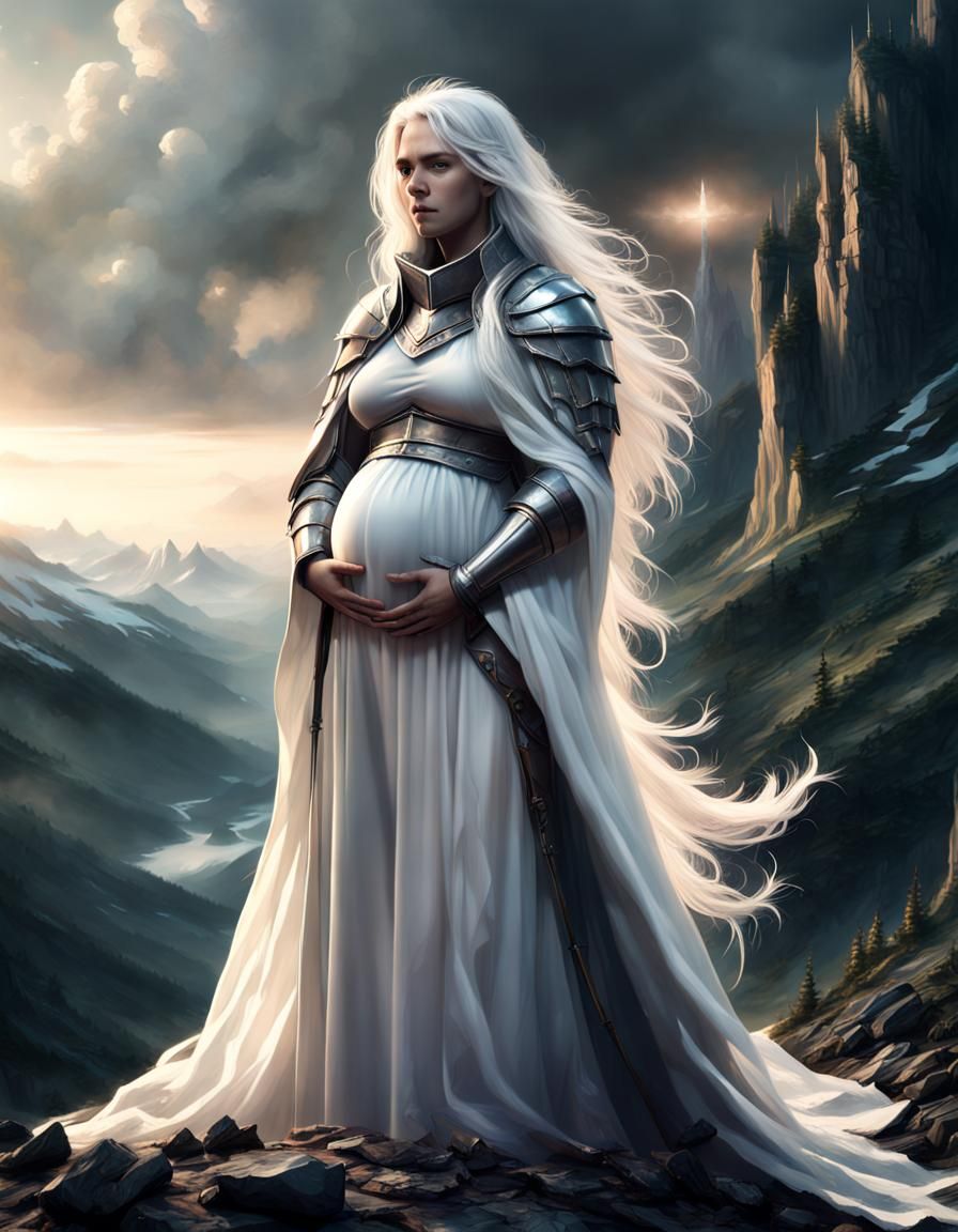 Pregnant Knight on Mountainside: Digital Matte Painting