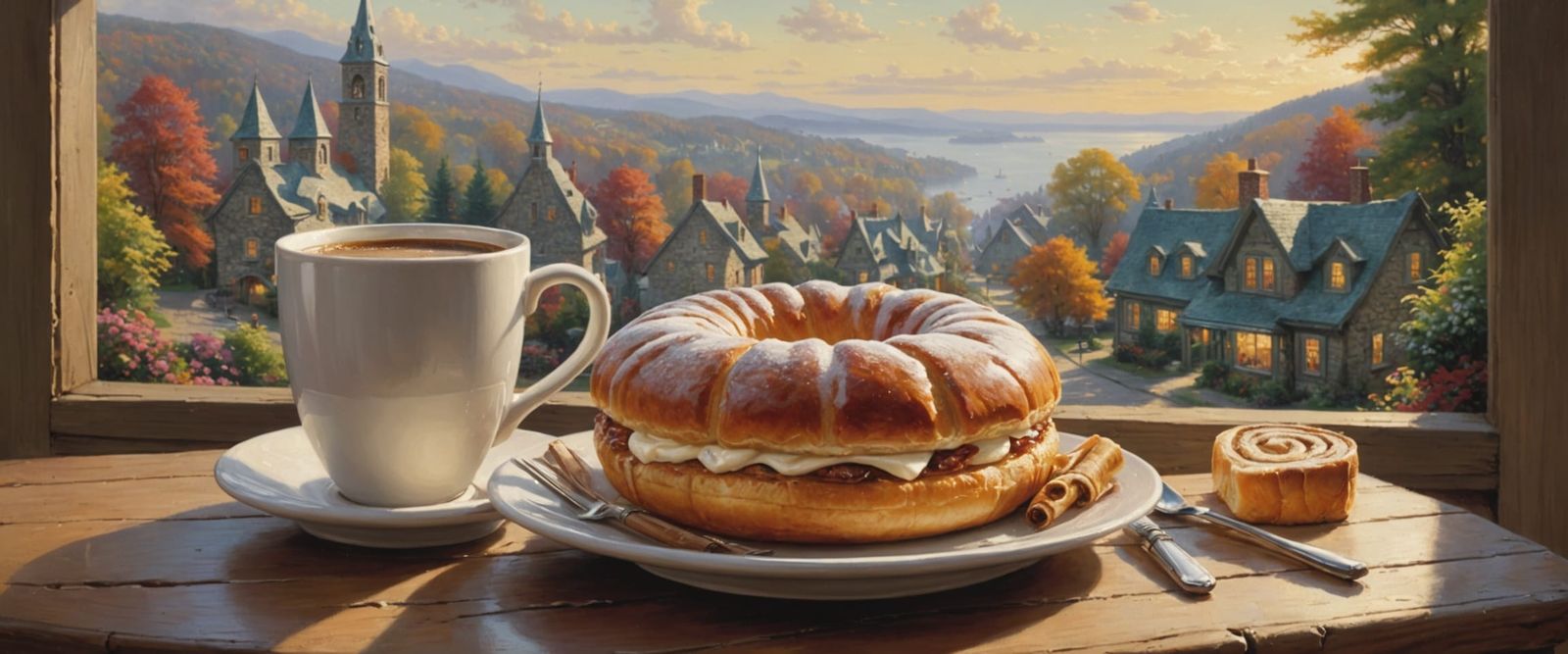 Cozy Coffee and Cinnamon Roll Morning Scene