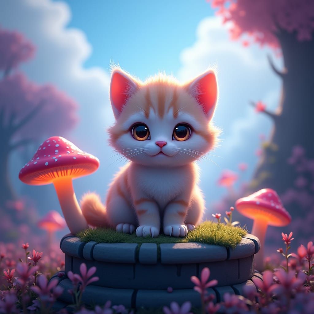 Adorable Cat in Fantasy Concept Art Style
