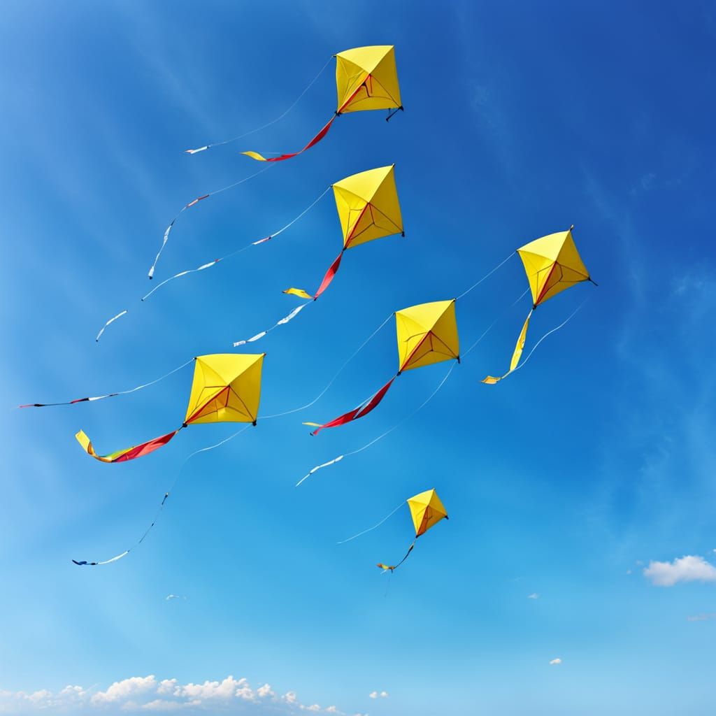 Vibrant Yellow Kites Soaring in the Sky
