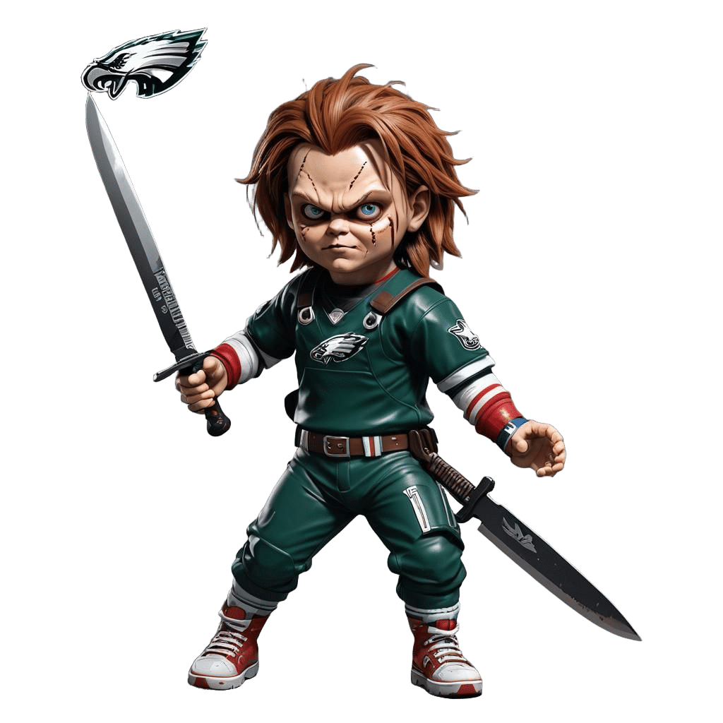 Chucky Doll Stabs Cowboys Football: 3D Anime Art
