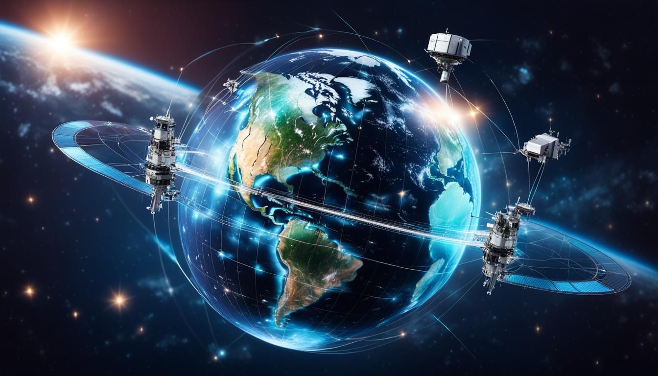 Earth Orbiting Telecom Satellite with Hologram Data