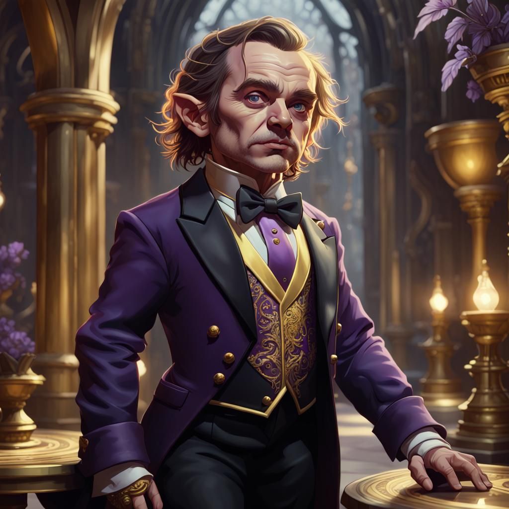 Halfling in Tuxedo: Dark Fantasy Concept Art