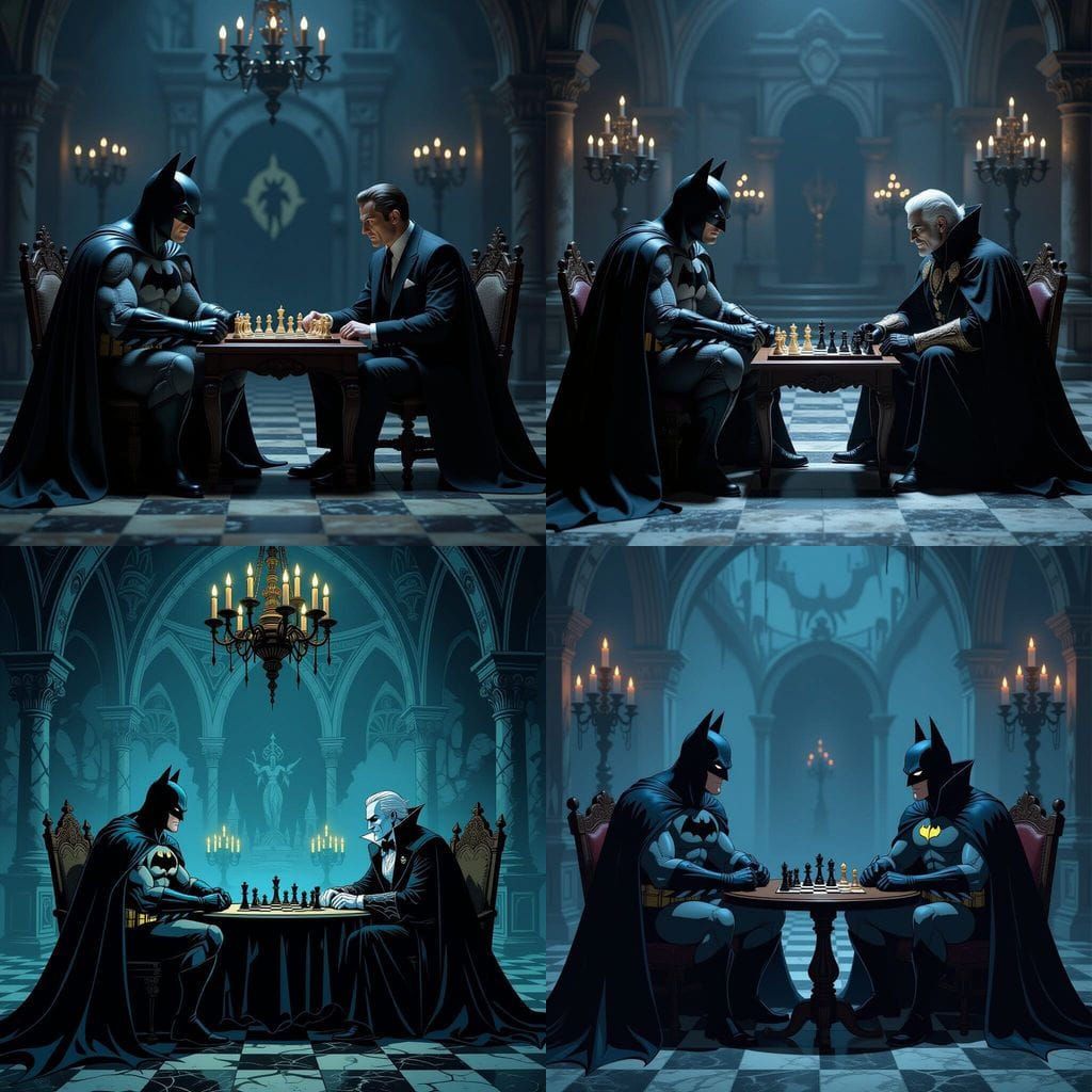 Batman and Ra's al Ghul Play Chess