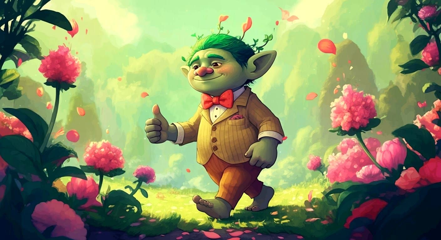 Garden Troll with Green Thumb in Anime Style