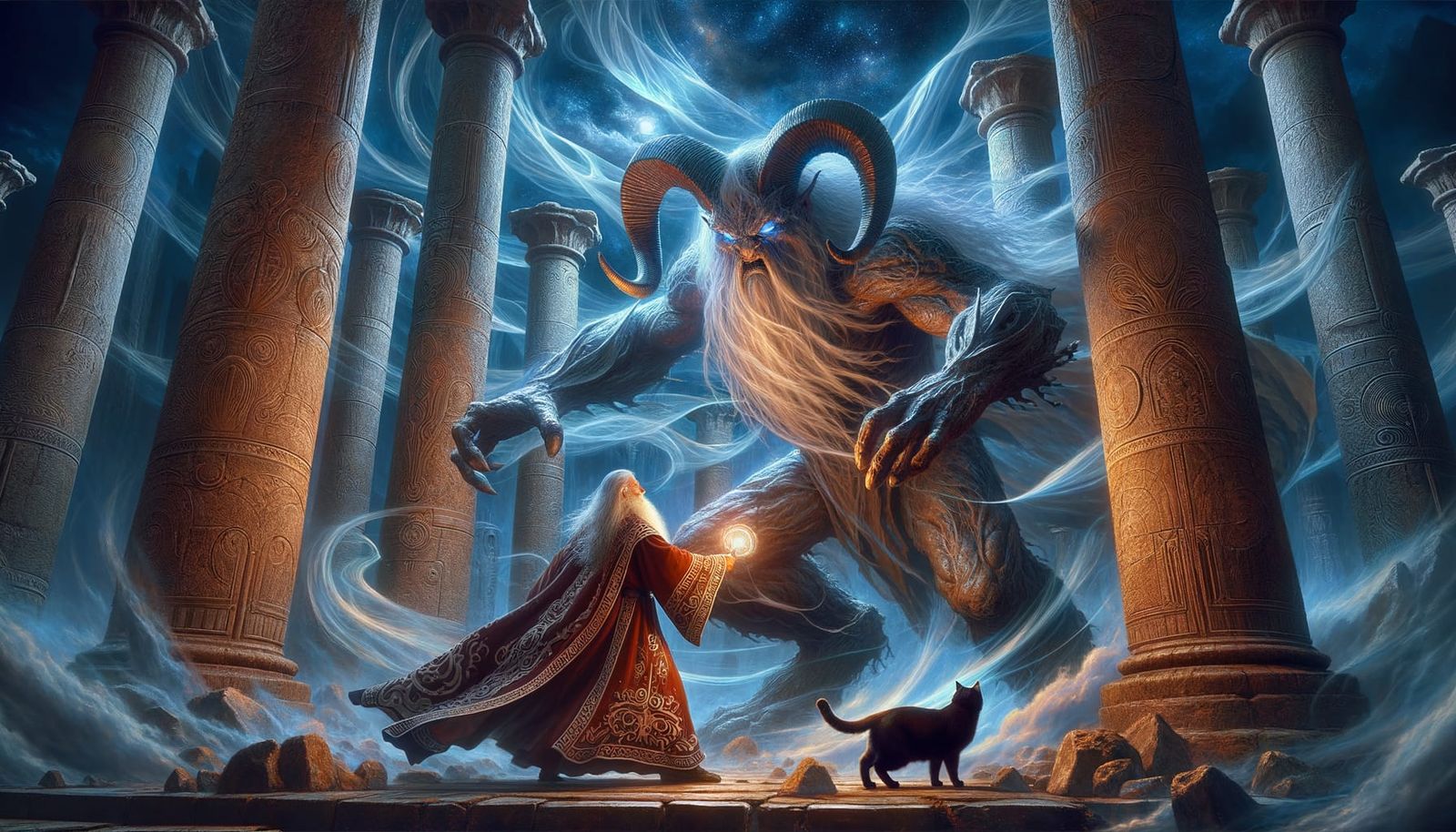 Wizard, Balrog, and Oreo Cat Clash in Ruins