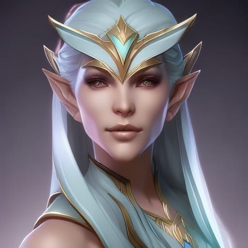 Detailed Portrait of a Female Elf Druid