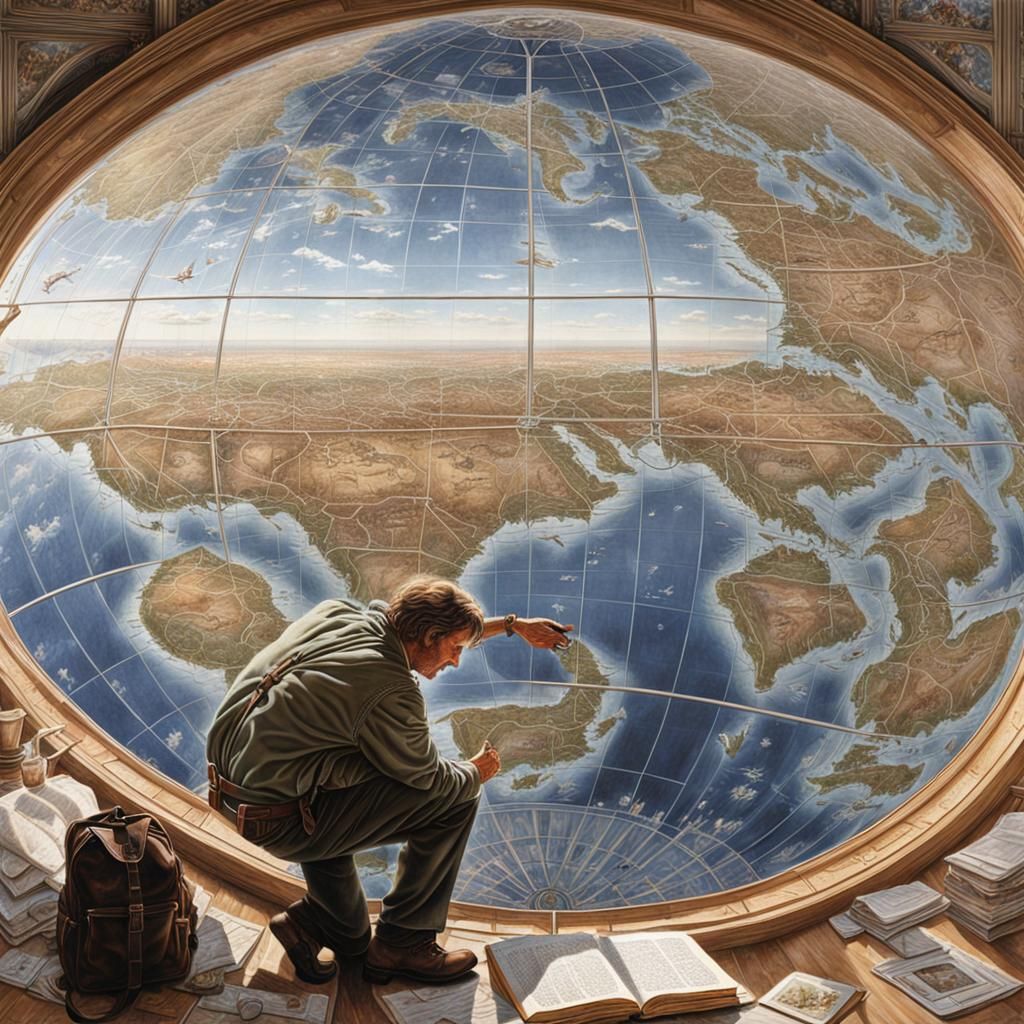 Detailed Map Painting in Photorealistic Style