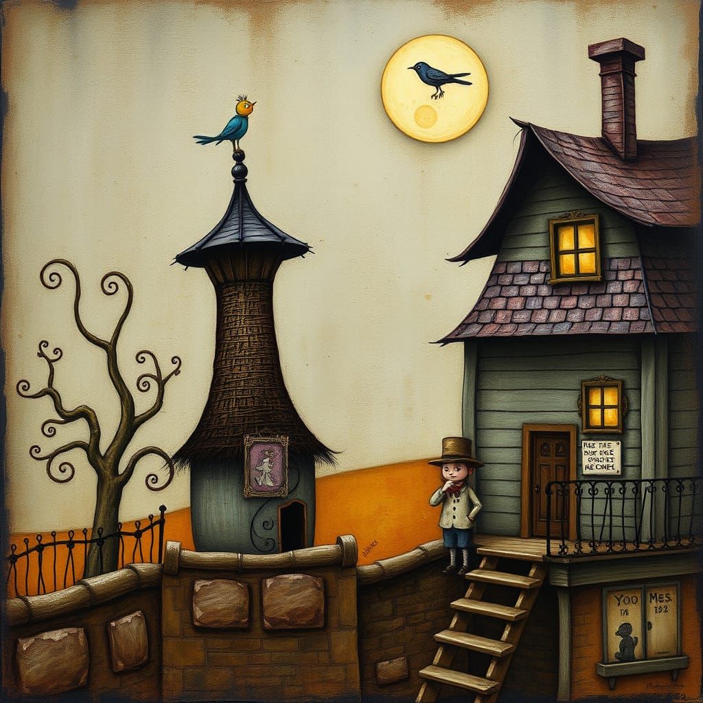 Whimsical Surrealist Landscape in Vibrant Colors