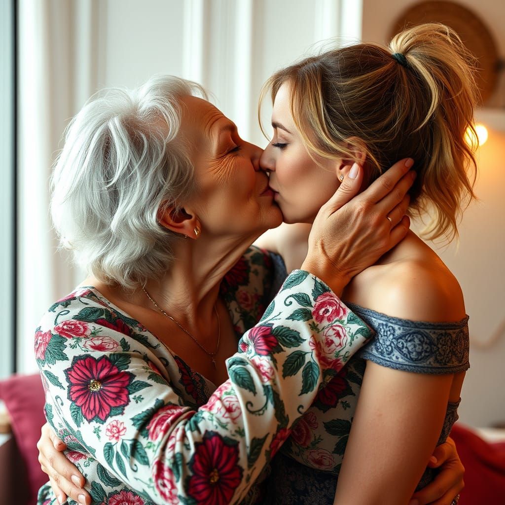 Two Women Share a Passionate Kiss