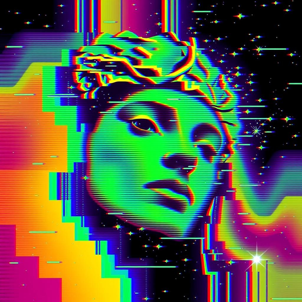 Abstract Glitch Art Constellation with Dark Force