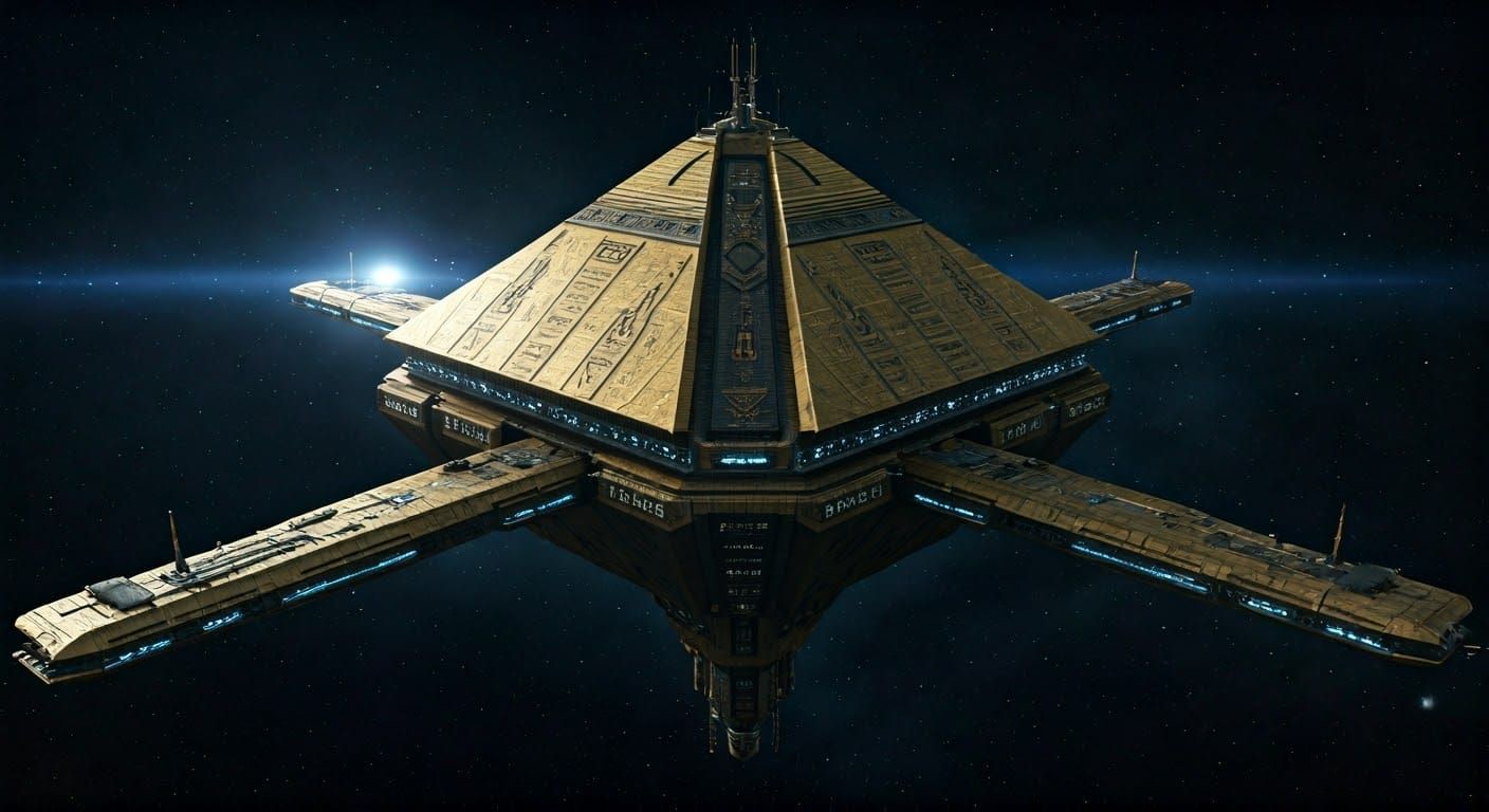 Egyptian-Alien Hybrid Space Station in Orbit