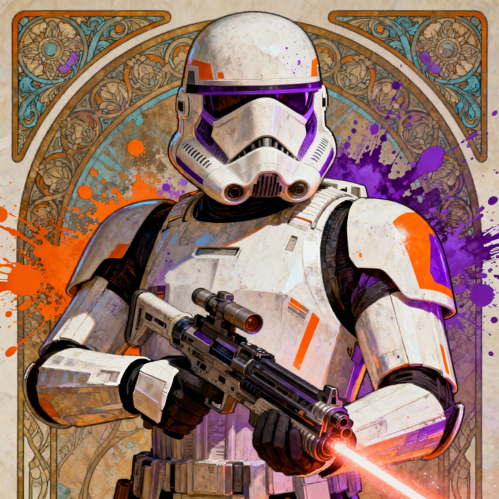 Clone Trooper Portrait with Orange & Purple Accents