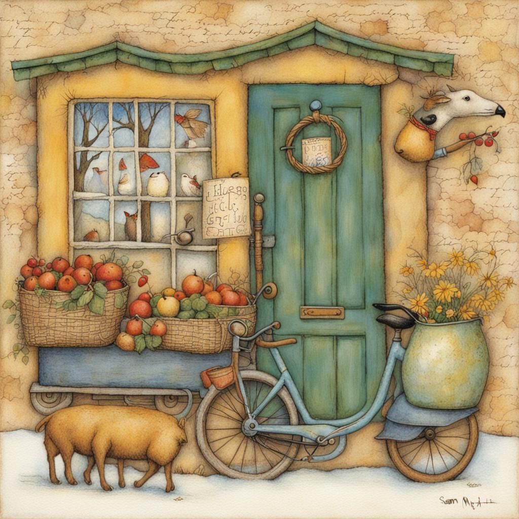 Charming Naive Art Illustration