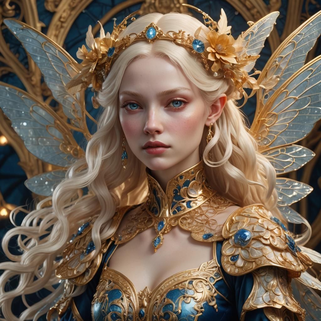 Baroque Fantasy Fairy Portrait in Art Nouveau Style