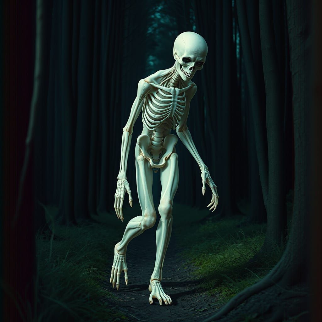 Translucent Creature Crawling in Glitching Analog Horror Sce...