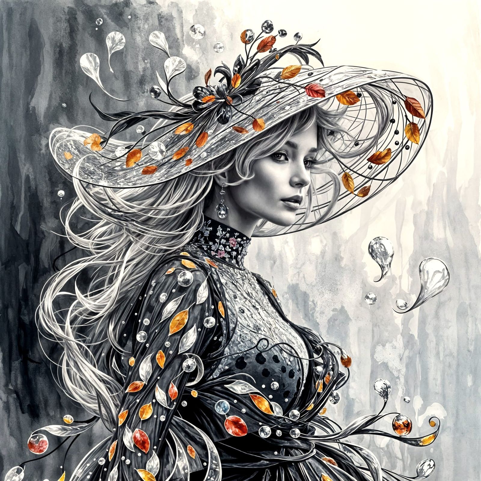 Woman in Glass with Impasto Fashion