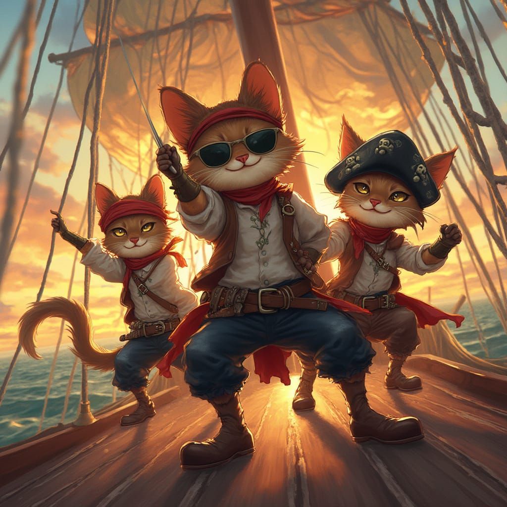 Feline Pirates Embark on High Seas Adventure