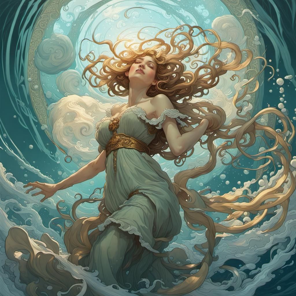 Ondine glisse doucement dans les eaux de l' océan