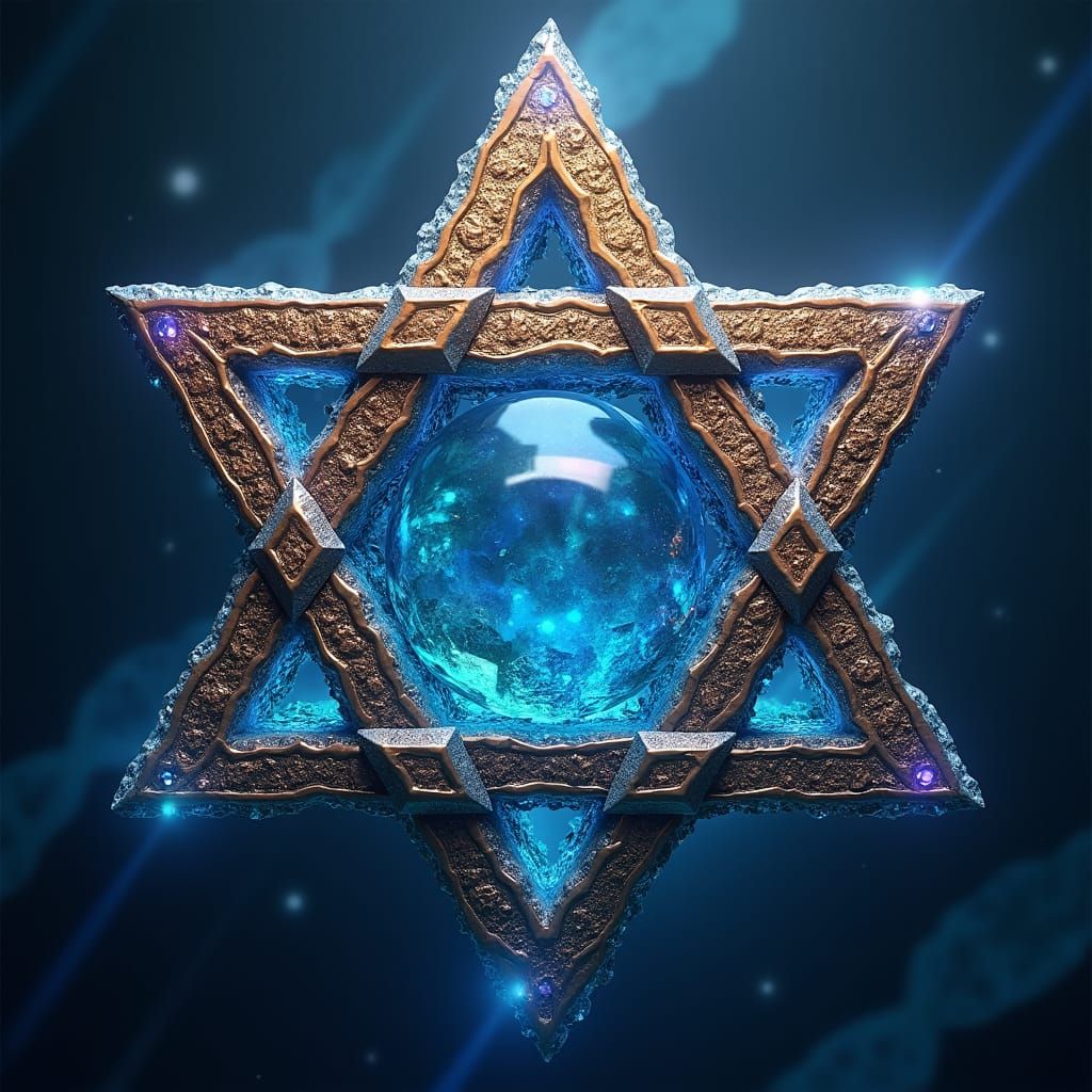 Mystical Star of David with Blue Crystals