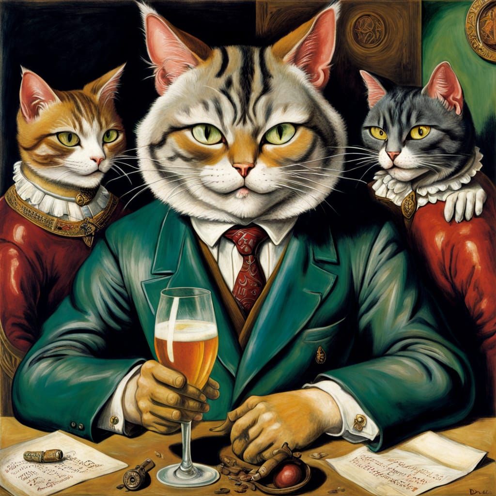 Cat Asks About Draft in Otto Dix Style
