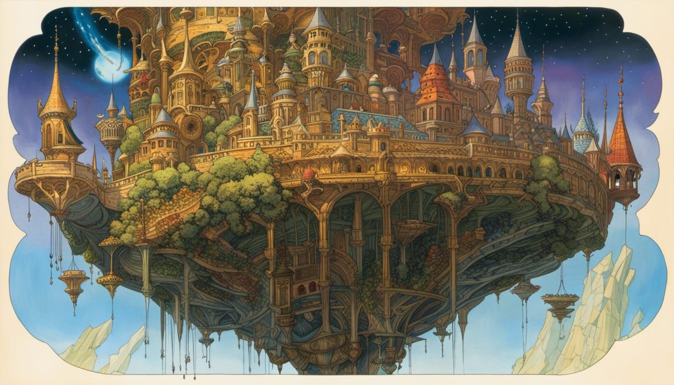 Upside Down Floating Castle: Detailed Concept Art