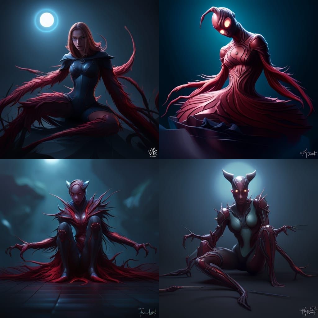 Dark Symbiote in Wonderland: Detailed Digital Art