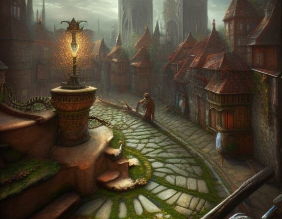 Medieval Witch Selling Potions: Hyperrealistic Dark Fantasy