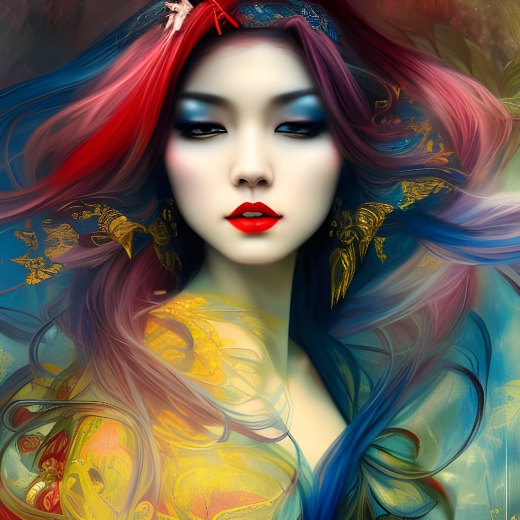 Beautiful Asian Witch in Detailed Fantasy Art