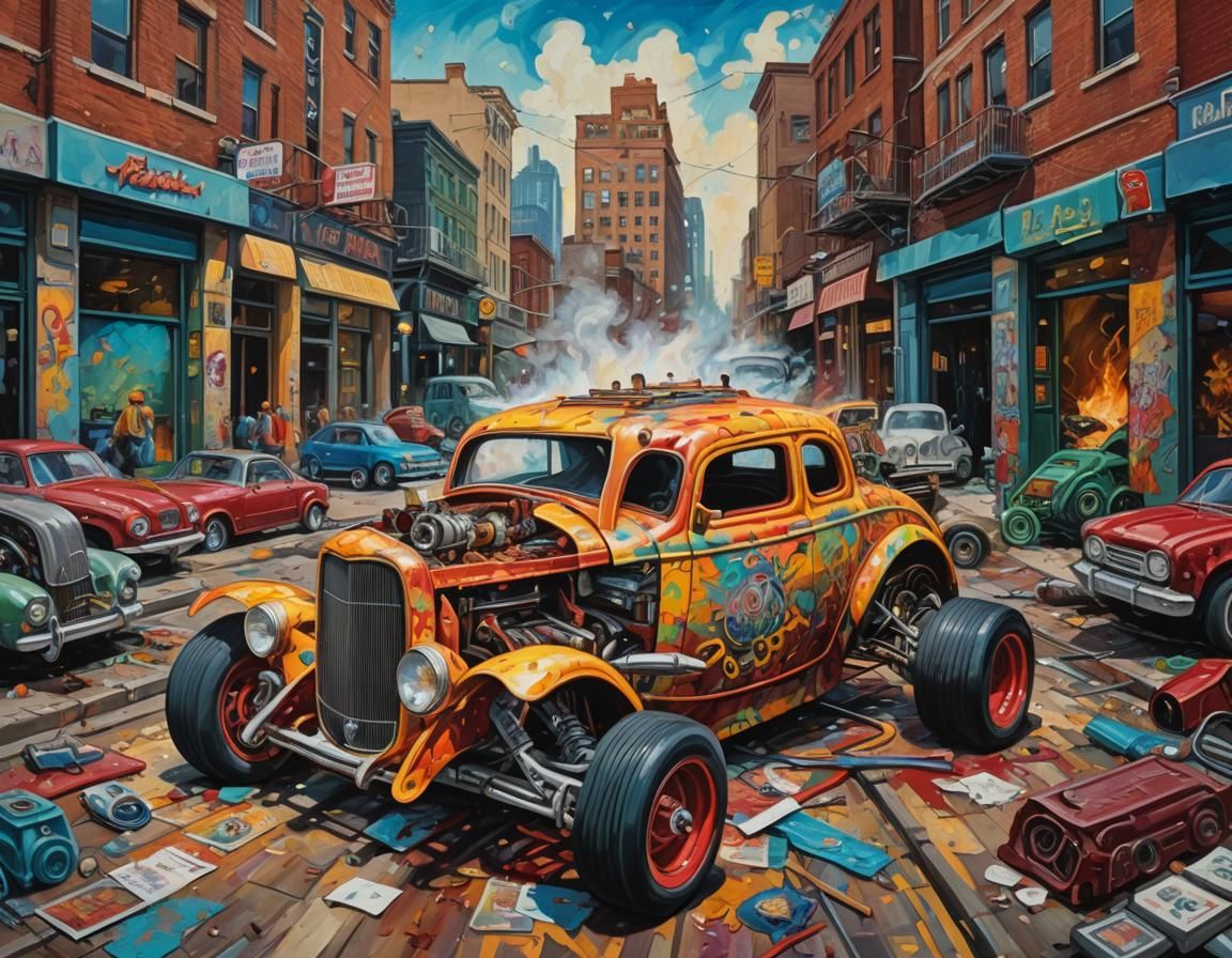 Chaotic Hot Rod in Hyper-Detailed Urban Environment