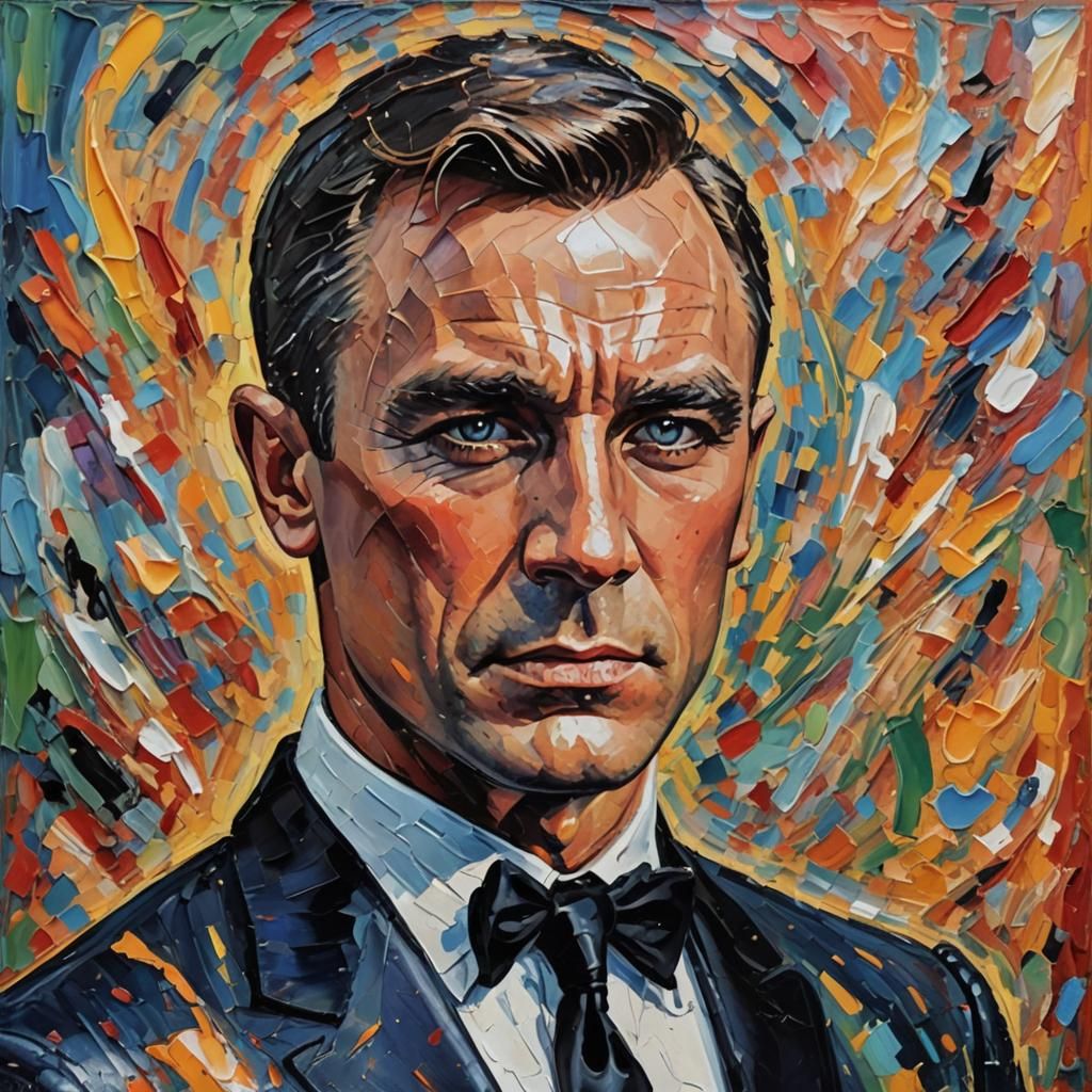 James Bond in Neo-Impressionist Oil Painting