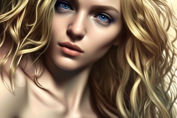 Detailed Portrait of a Beautiful Blonde Woman