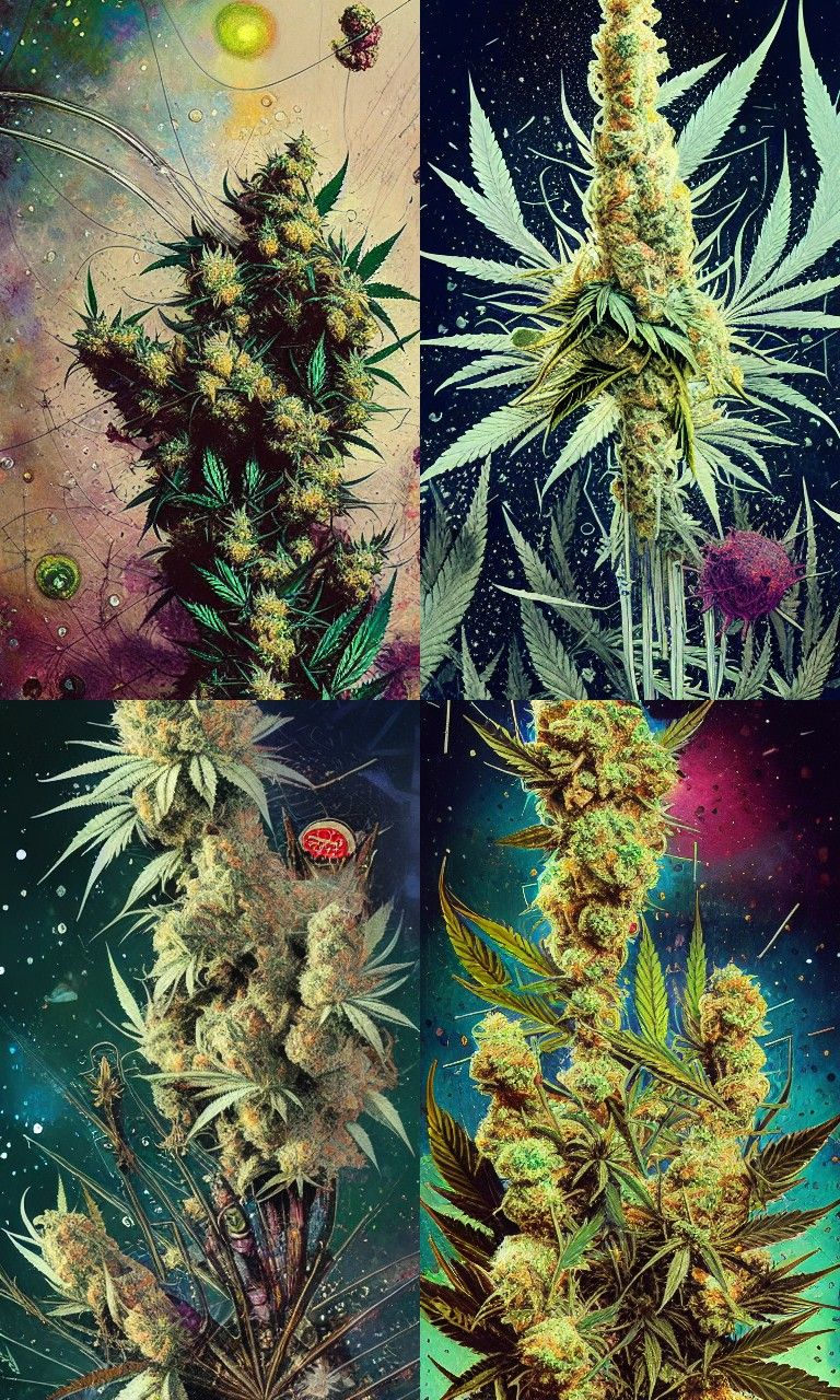 Photorealistic Cannabis Buds in Mixed Media Style