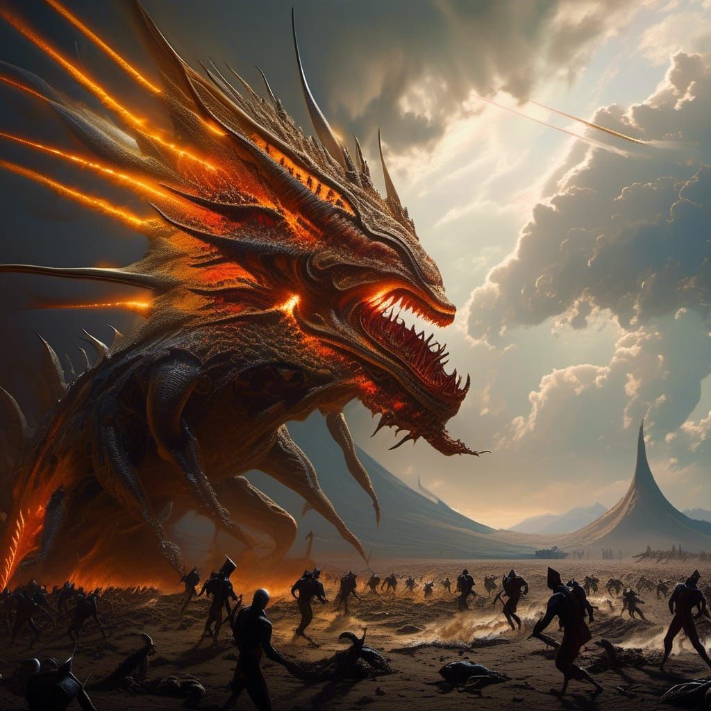 Abstract Alien Portrait in Bizarre Landscape