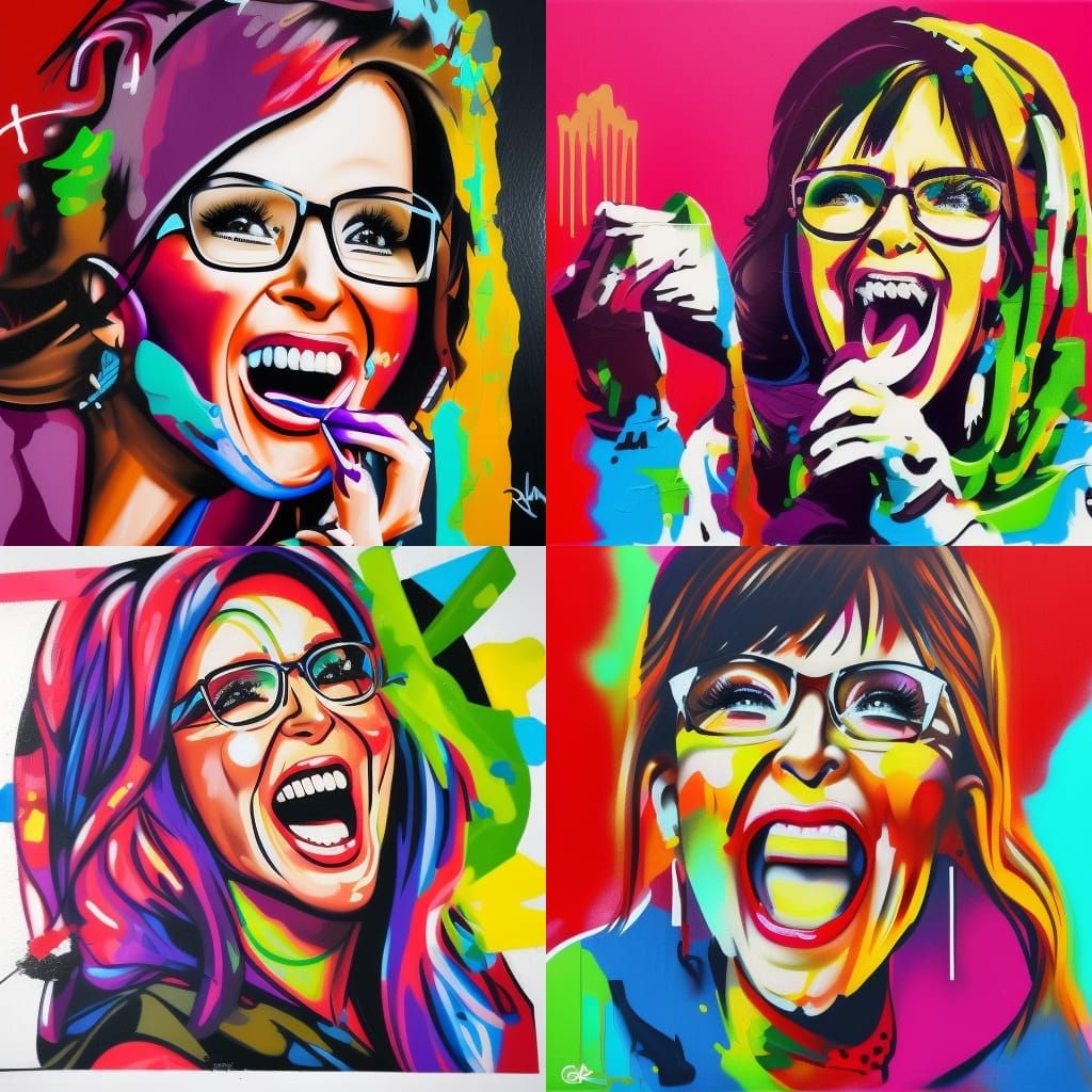 Sarah Palin Laughing: Graffiti Art Portrait