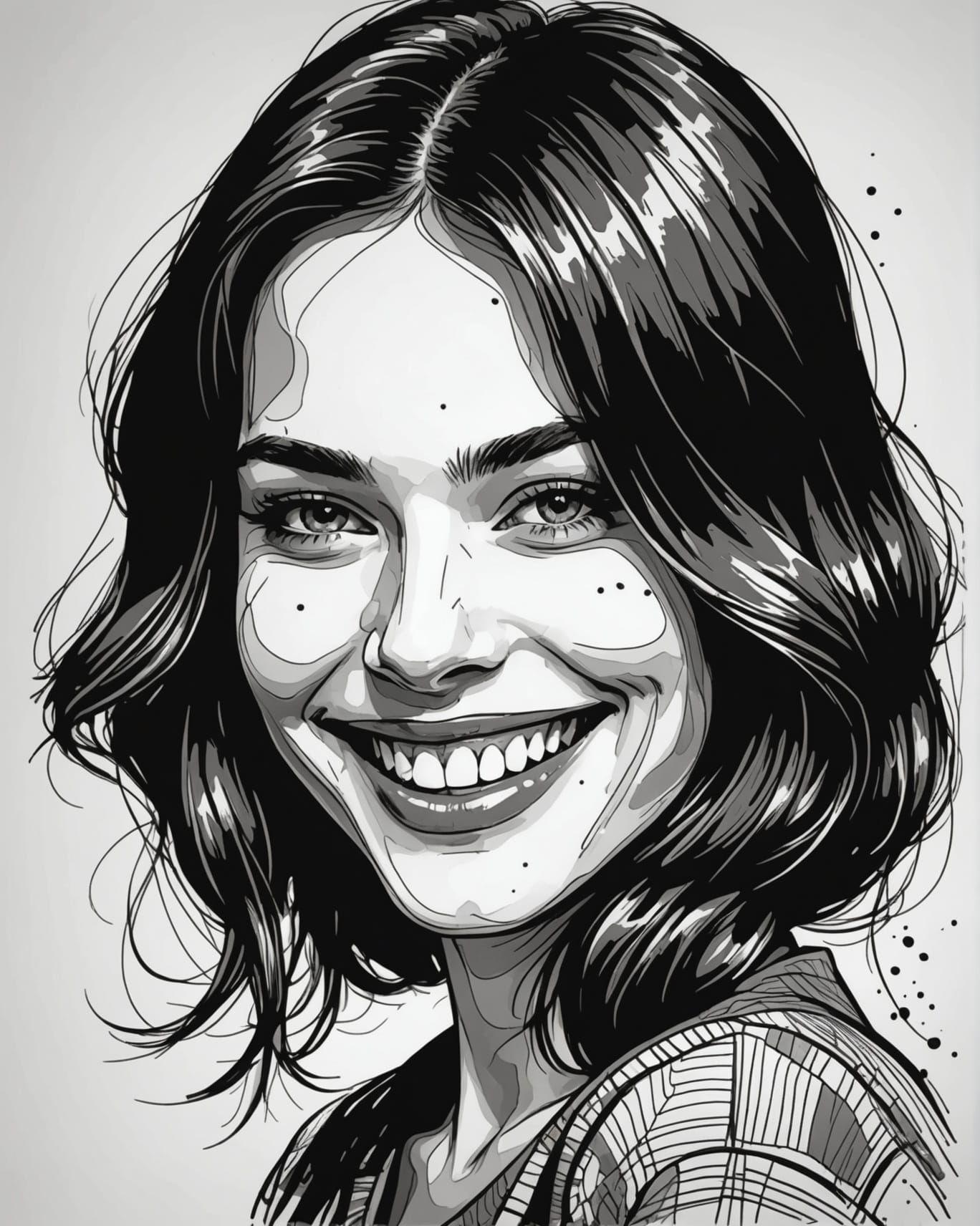 Stylish Abstract Girl Portrait in Ink Sketch Style