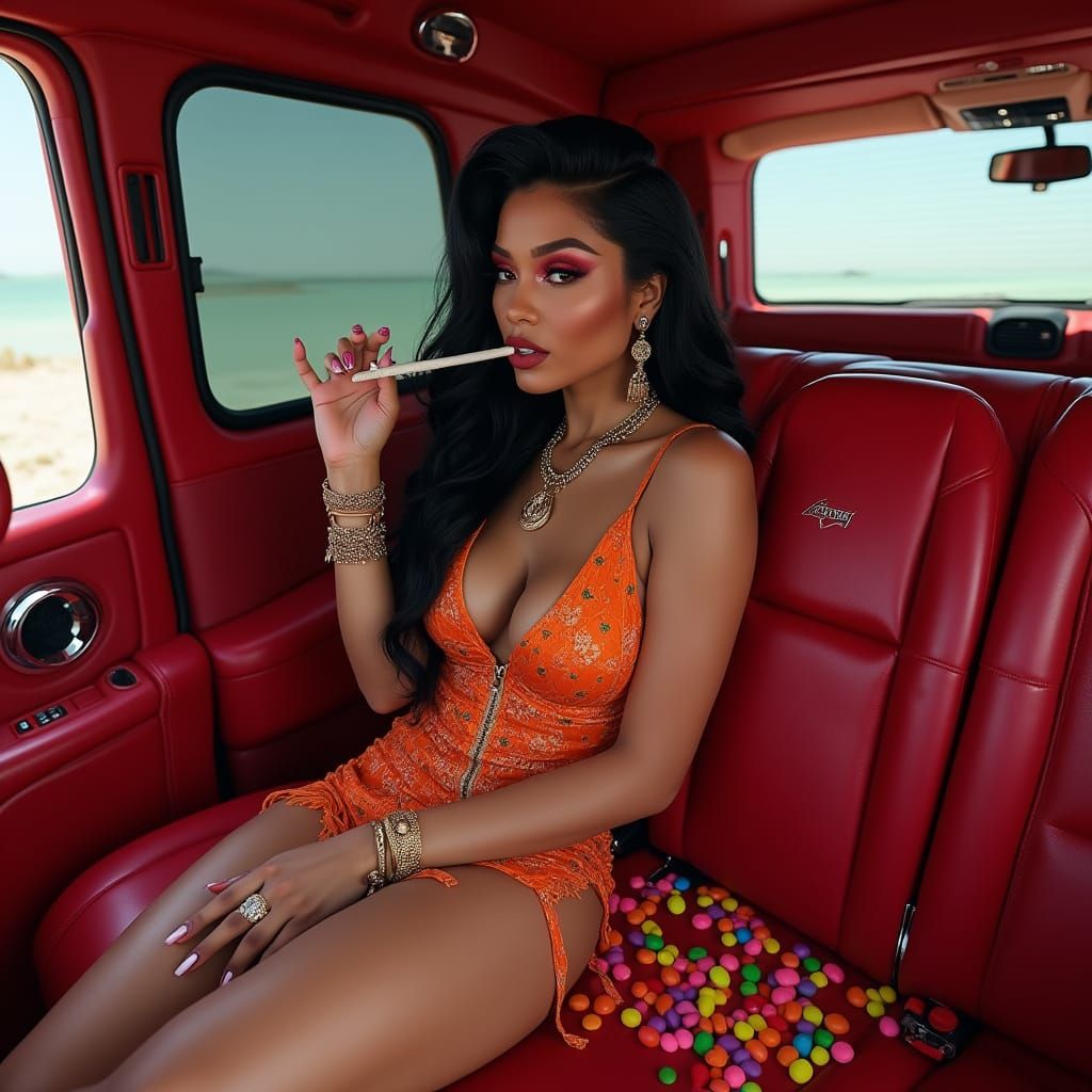 Luxurious Latin Beauty Reigns in Red Mercedes G Wagon