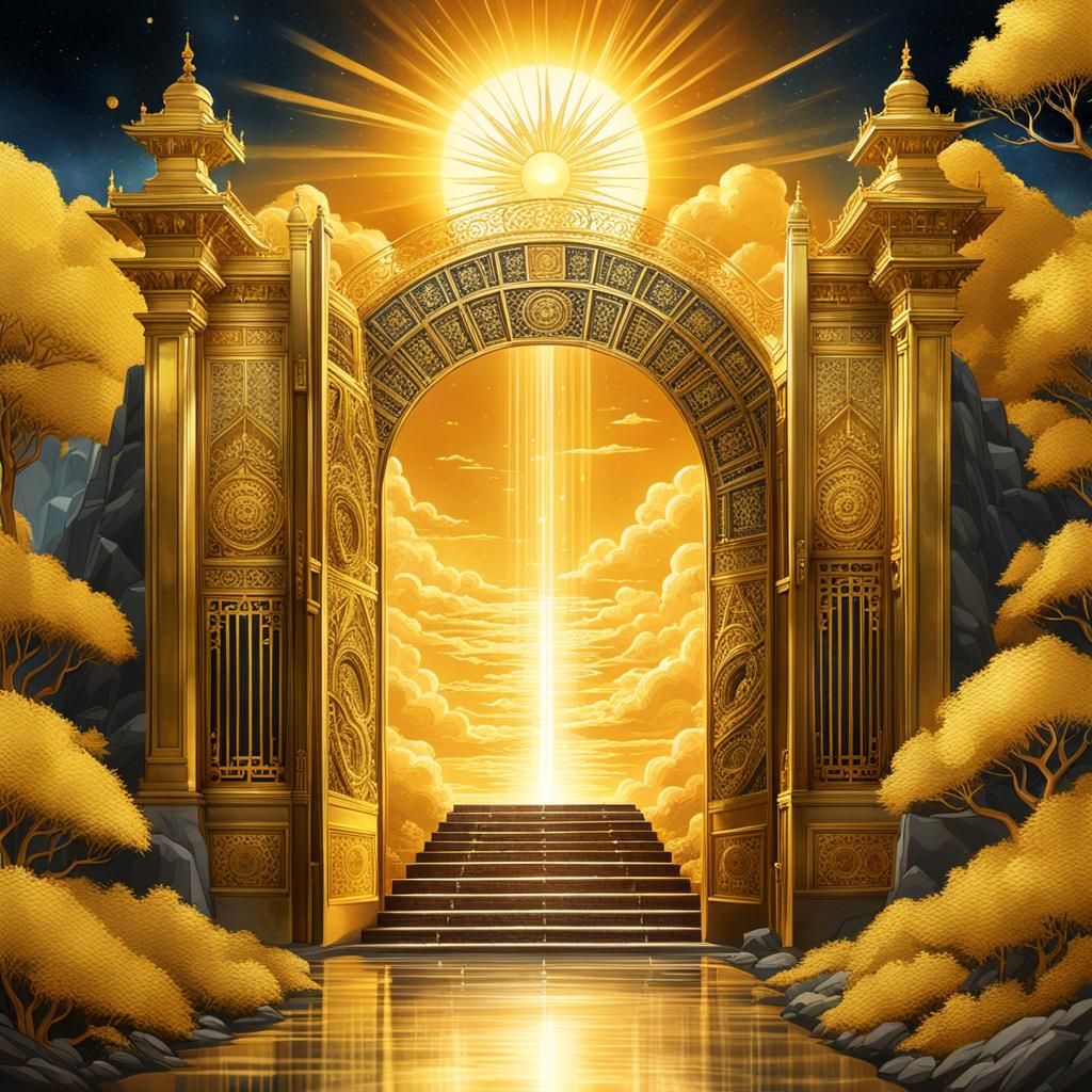 Majestic Golden Gate to Heaven Illustration