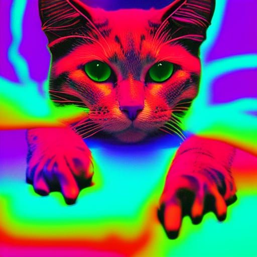 Synthwave Cat in Retro Neon Colors