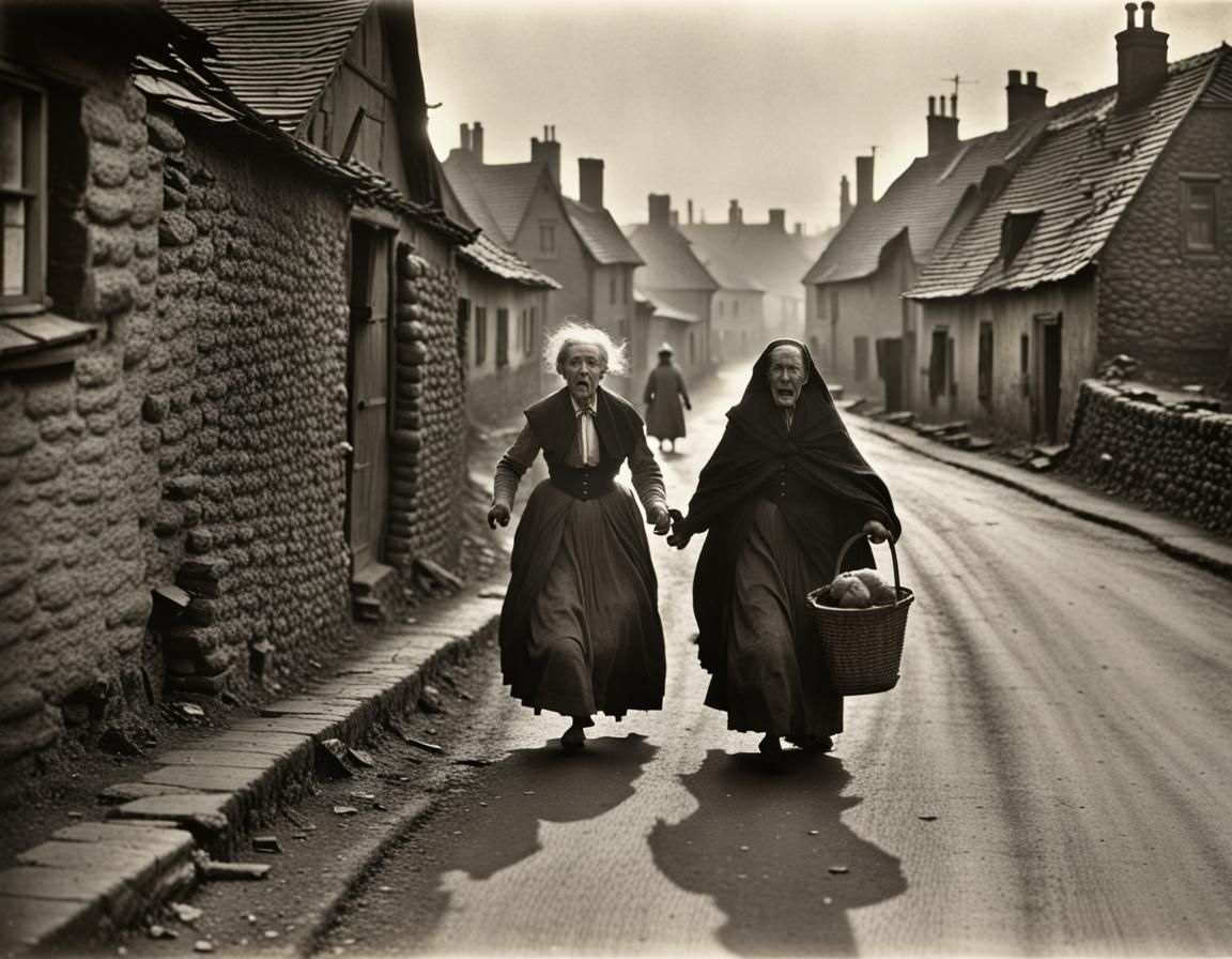 Old Woman's Desperate Flight from Death