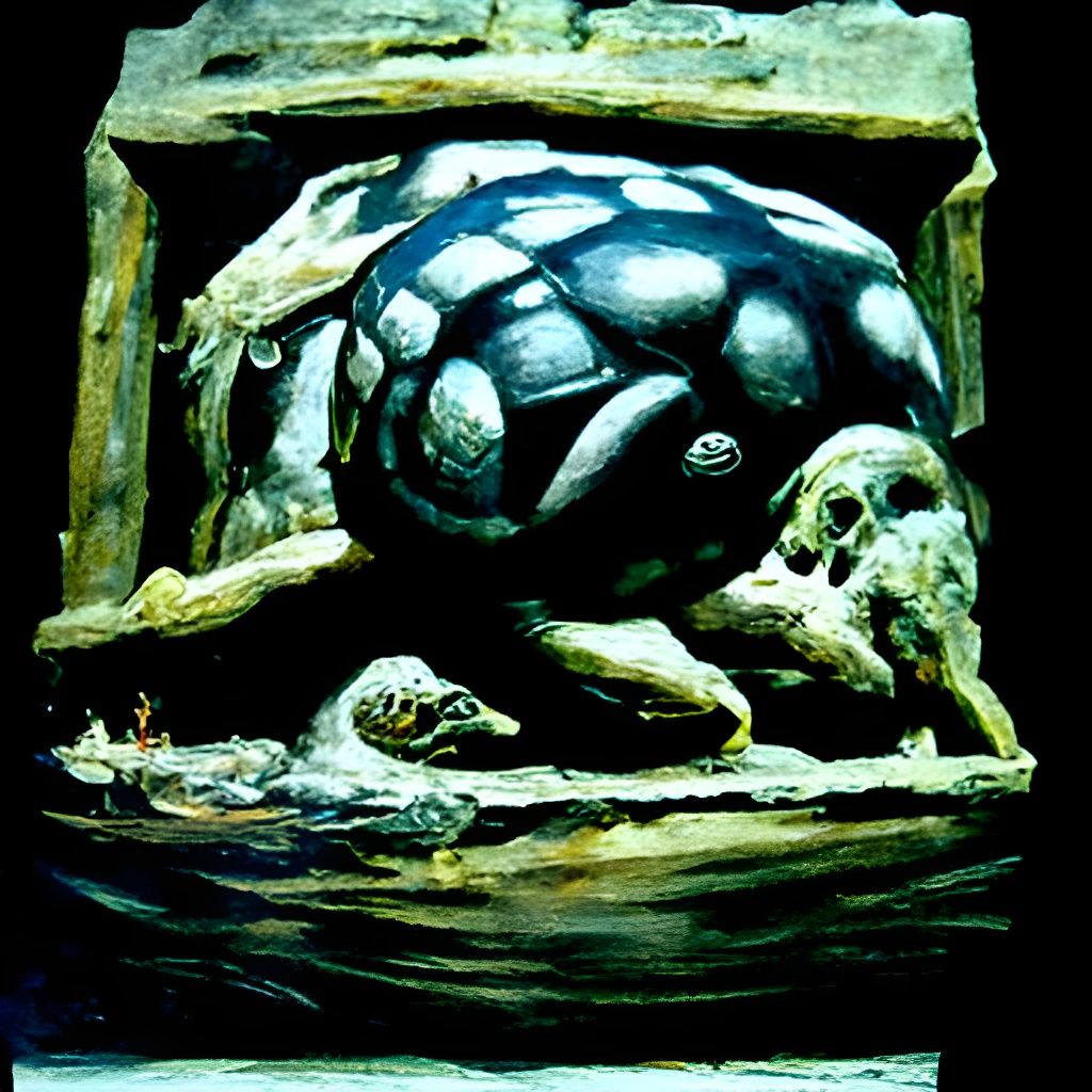 Galapagos Turtle in Post-Apocalyptic Oil Painting