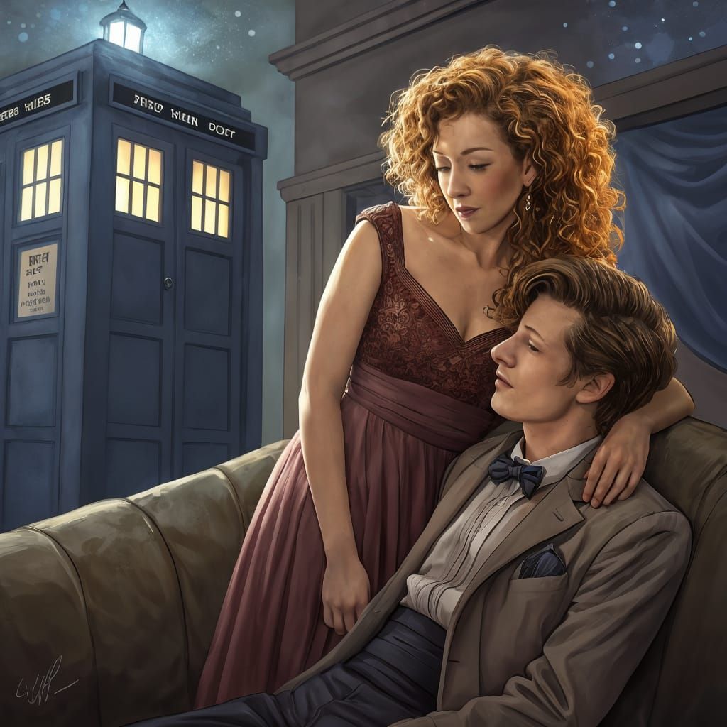 River Song and the Doctor in Whimsical Tardis Moment