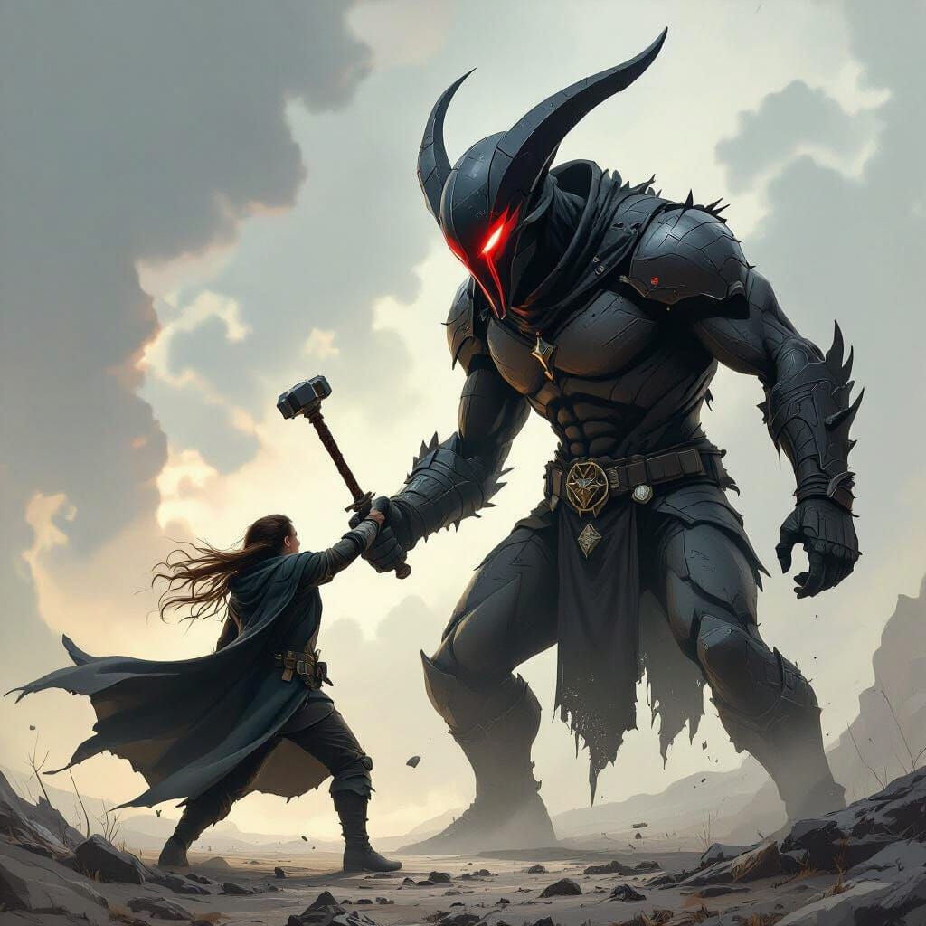 Hammerhead Villain Battles Dawn in Dramatic Sci-Fi Scene