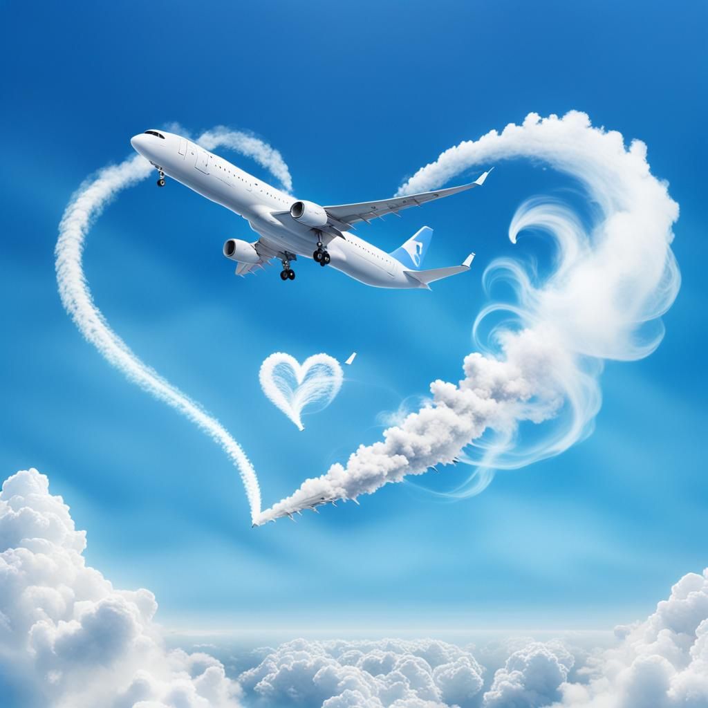 Airplane Creates Heart in Sky: Fantasy Concept Art