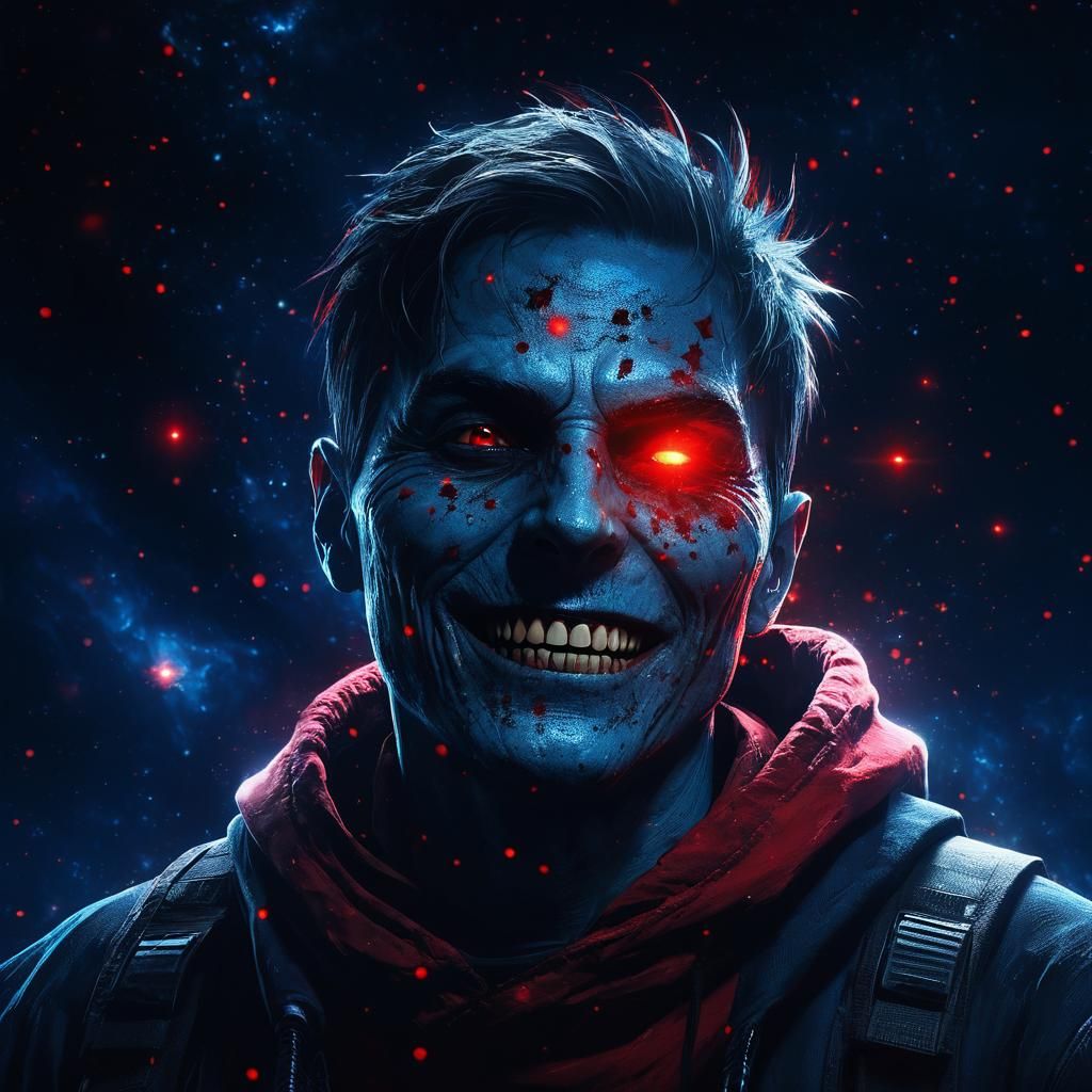 Ominous Dark Fantasy Face in Cosmic Setting