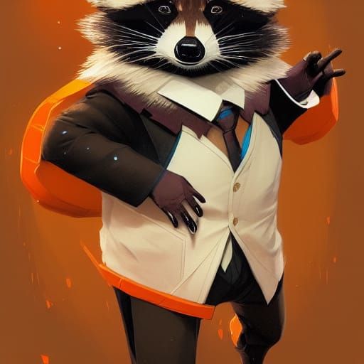 Raccoon in Tuxedo: Hyperdetailed Concept Art