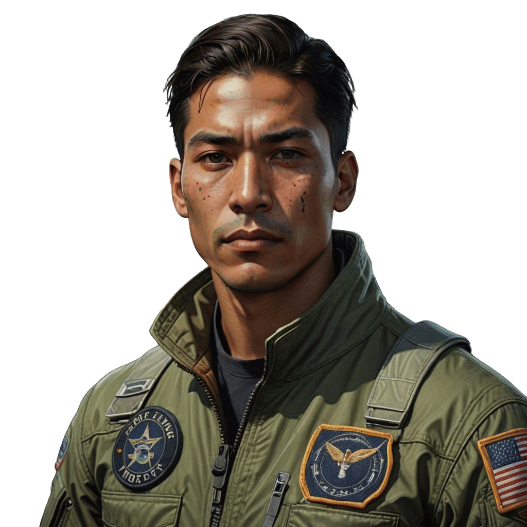 Native American Flight Suit Officer in Olive Drab