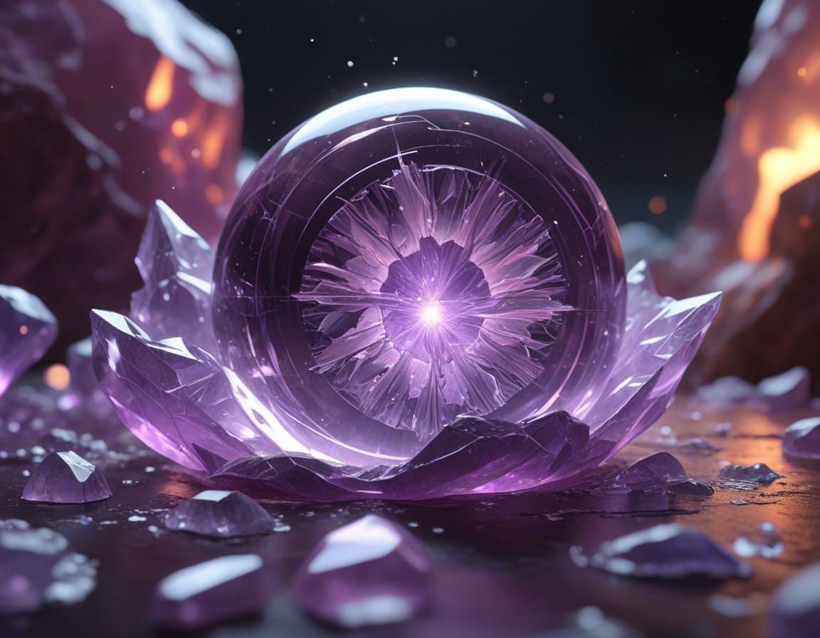 Glowing Violet Orb: Anime-Inspired Gemstone Concept Art